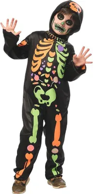Productafbeelding van Famanu skelettenkostuum voor kinderen - ideaal voor Halloween en carnaval
