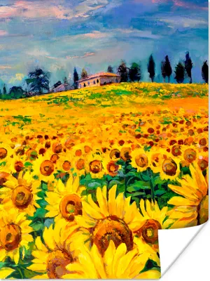 Produktbild von MuchoWow® Poster Ölfarbe - Gemälde - Blumen - Sonnenblume 30x40 cm - Wandplakat - Poster Kinderzimmer