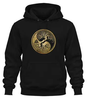 Zdjęcie produktu dla Bluza z kapturem Yin Yang Tree of Life Celtic Knot Viking Valhalla Viking Uni , czarny, XXL