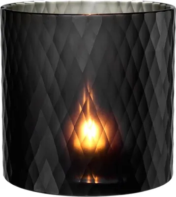 Produktbild von Casa Padrino Glas Teelichthalter Schwarz Ø 20 x H. 20 cm - Luxus Windlicht