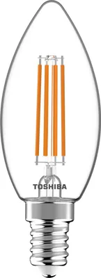 Produktbild von Toshiba LED Filament Kerzen Lampe E14 C35 4.5W 2700K 470Lm wie 40W