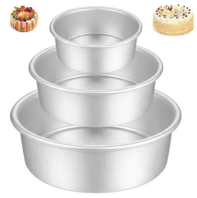 Bakformenset rund 3-teilig Ø 10/15/20 cm, Aluminium, silber