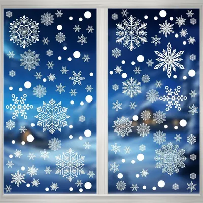 Produktbild von Fensterbilder Weihnachten 248 Stück Schneeflocken Weiß Selbstklebend Wiederverwendbar PVC