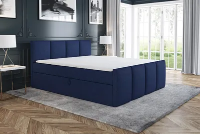 Produktbild von Boxspringbett GRECO 180x200 mit 2 Bettkästen, Bonell-Matratze und Topper. Möbel vom Hersteller- Handarbeit!Bett Komplett-Set mit Matratze,Bettkasten & Kopfteil. Stoff SAVANA. Elegantes Bett mit massives Kopfteil.