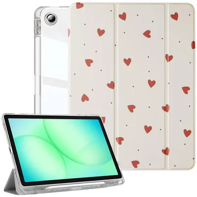 Image de Coque pour Samsung Galaxy Tab A9 Plus / A11 Plus, Antichoc avec Porte-Stylet - Motif Cœur