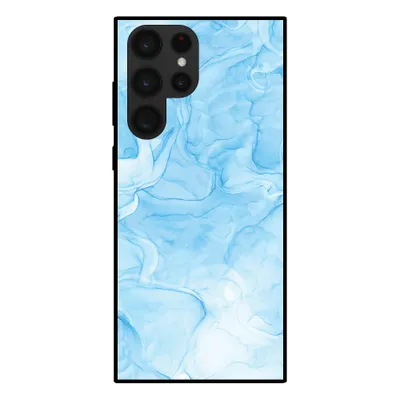 Produktbild von Smartphonica Handytasche für Samsung Galaxy S23 Ultra mit Marmordruck - TPU Rückseitenschutzhülle Marmordesign - Hellblau