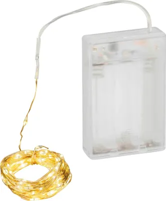 Produktbild von Coen Bakker LED Lichterkette Batterie Timer Draht gold 4,95m 100 LED warmweiß