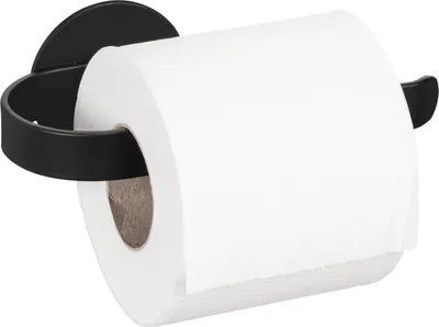 Image de WENKO Garniture WC Bivio Black Support pour rouleaux de papier toilette Sans percer noir