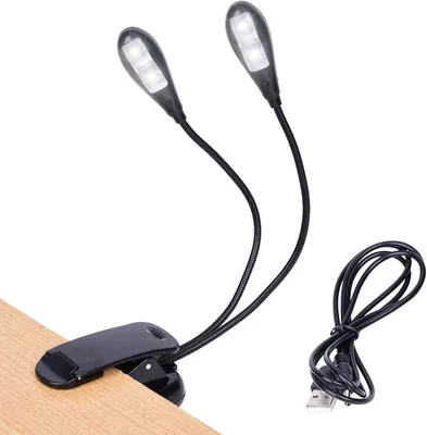 Zdjęcie produktu dla Dwustronna lampa USB z klipsami do czytania