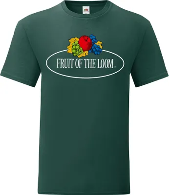 Produktbild von Fruit of the Loom Iconic 150 T-Shirt mit Vintage-Logo auf der Brust Farbe: waldgrün - Vintage-Logo groß Größe: S
