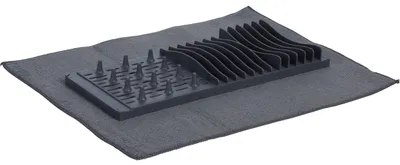 Abtropfgestell mit Mikrofasertrockenmatte, Grau, 48x16 cm