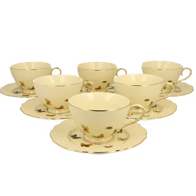 Produktbild von DUO ECRU 6er-Set Tassen 260 ml mit Untertassen, New Bone China Porzellan