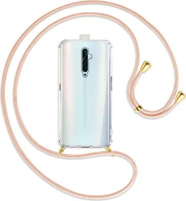 Produktbild von Handykette Backcover-Schutzhülle mit Band (Metall goldfarben) für Oppo Reno2 Z / Reno2 F - rose peach