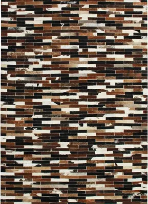 Produktbild von Teppich aus recyceltem Leder mit braunen Streifen 160x230