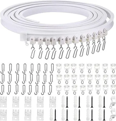 Produktbild von Unyqoos®️ Flexible Decken-Vorhangschiene 3M - Mit Dämpfungsrollen für Vorhänge - Raumteiler - Wohnmobilvorhang - Duschvorhang - Krankenhausvorhangschienensystem