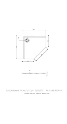 Produktbild von Fnfeck-Duschwanne Muna ultraflach 900 x 900 x 30 mm wei