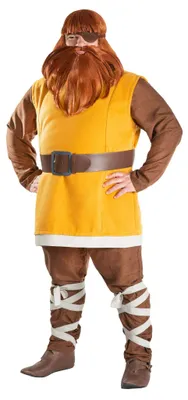 Produktbild von Halvar - Vater von Wickie Kostüm - Wams, Hose mit Beinschnürung, Gürtel & Augenklappe - Größe: XL - Wikinger Verkleidung für Karneval, Fasching & Mott