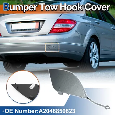 Image de Couvercle De Crochet De Remorquage De Pare-Chocs De Voiture Arriššre Argent FoncšŠ AdaptšŠ Pour Mercedes-Benz C W204 Berline S204 Break 2007-2011 Version No.A2048850823 - Pack De 1.