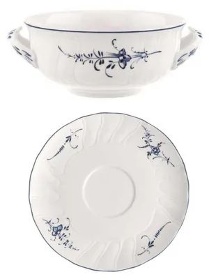 Immagine prodotto di Villeroy & Boch, set da 2 pezzi Vieux Luxembourg: tazza per zuppa + piatto piano, capacità 400 ml, porcellana