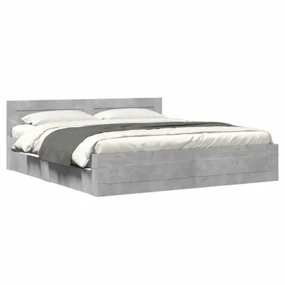 Produktbild von vidaXL Bettgestell mit Kopfteil Betongrau 180x200 cm Holzwerkstoff