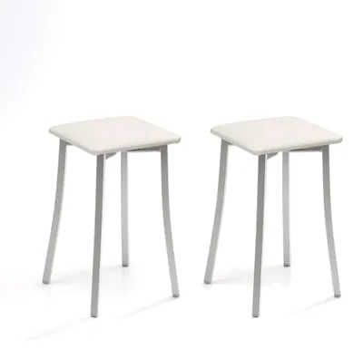 Productafbeelding van ASTIMESA TABPIBL Twee keukenkrukken, design van kunstleer, wit, zithoogte 45 cm
