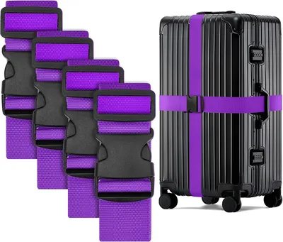 Immagine prodotto di Cinghia regolabile per valigie, da 130 a 250 cm, color lilla, ideale per viaggi