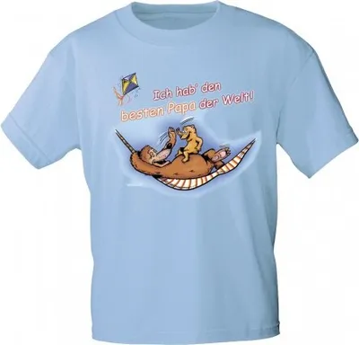 Produktbild von Kinder T-Shirt mit Print - Ich hab den besten Papa der Welt - 08225 - hellblau - Gr. 86-164 Größe - 98/104