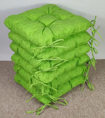 Produktbild von Set 6 x Stuhlkissen/Sitzkissen Lara 38 x 38 cm Dicke 8 cm, Fb. Colore Verde chiaro (hellgrün) mit Schleifen