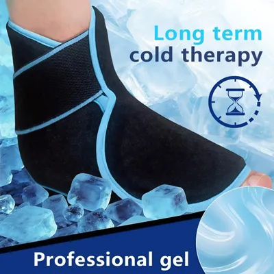 Produktbild von Fuß Kühlpad, Knöchelbandage mit Klettverschluss, verstellbar, warm & kalt, Mehrfachkompresse, wiederverwendbar, Schmerzlinderung nach Sport