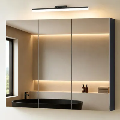 Produktbild von Mai & Mai Spiegelschrank Bad mit Beleuchtung Badschrank mit Spiegellampe BxTxH 100x15x70cm Spiegelleuchte 180° Drehbar LED Badlampe 60cm