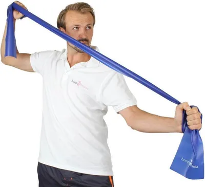 Produktbild von Hoopomania Fitnessband - Gymnastikbänder für Yoga - Latex frei! 1x Blau 150 cm