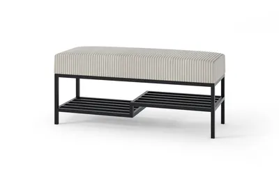 Produktbild von AX LIVING Sitzbank mit Schuhablage Shelie 100 cm – Beige, Schwarz-Metallgestell