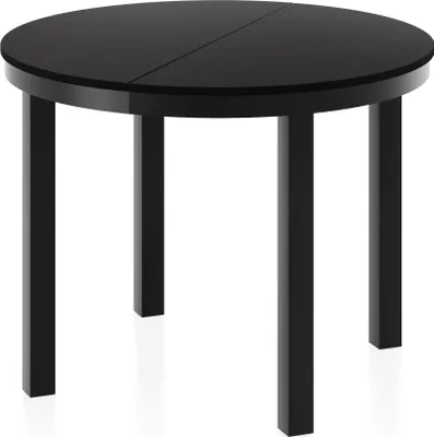 Produktbild von Runder Ausziehbarer Esstisch mit Schwarzem Metallgestell – Tisch mit Schwarzen Metallbeinen im Loft-Stil – Platzsparender Tisch für Wohnzimmer, Esszimmer oder Küche – Schwarz – 100 bis 180 cm