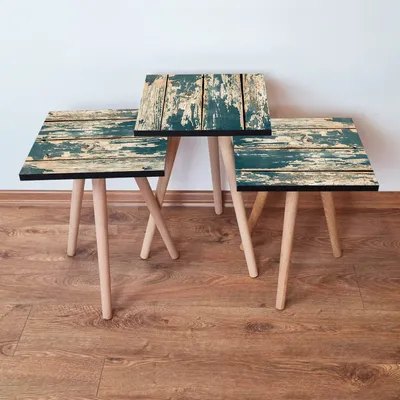 Produktbild von Skye Decor, 3Shp5 - Green, Satztisch (3 Stück), Grün, 100 % MDF, 35 x 35 x 52 cm