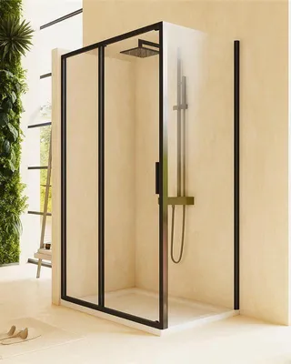 Immagine prodotto di Box doccia 100x80 Rio un anta scorrevole vetro 6 mm trasparente H 195 nero