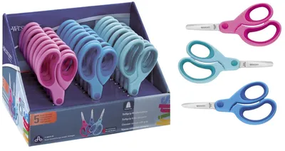 Obrázok produktu pre 24x WESTCOTT E-2054S 00 Nožnice Kids24 Detské nožnice Softgrip so špicatou špičkou, rôzne farby