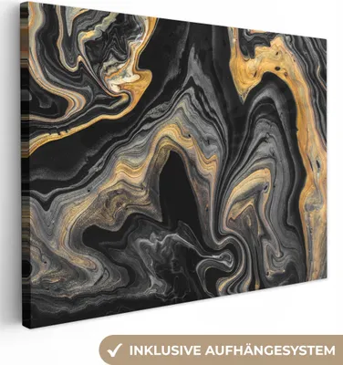 Produktbild von MuchoWow® - Leinwandbilder - Marmor - Acryl - Gold - Luxus - Abstrakt, Wandbild, Wanddeko Bilder Wohnzimmer, 80x60 cm