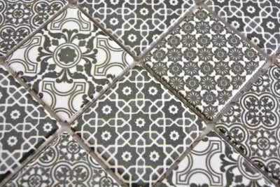 Produktbild von Handmuster Keramik Mosaik schwarz weiss Mosaikfliese Wand Fliesenspiegel Küche Bad MOS14-0333_m