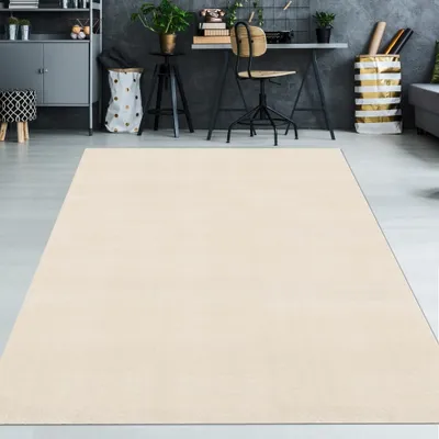 Immagine prodotto di Tappeto in tinta unita per soggiorno, lavabile e di facile manutenzione, dal design moderno, colore beige - Dimensioni: 80 x 300 cm
