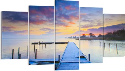 Produktbild von Bild auf Leinwand - Leinwandbild - Niederlande Natur Meer Sonnenuntergang - 160x85cm - Wand Bild - Wanddeko - Leinwanddruck - Bilder - Kunstdruck - Leinwand bilder - Wandkunst - EA160x85-2213