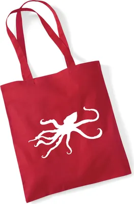 Produktbild von Huuraa Jutebeutel Oktopus Silhouette 10 Liter Classic Red Baumwolle Tasche Geschenkidee