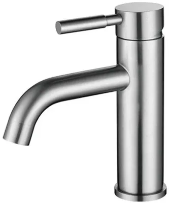 Obrázek produktu pro Umyvadlová baterie - Výška výtoku 5,5 cm - Baterie pro teplou a studenou vodu - Jednopáková umyvadlová baterie - Baterie pro teplou a studenou vodu z kartáčované nerezové oceli