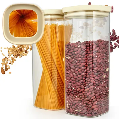 Image de Ensemble de 2 bocaux de conservation en verre borosilicaté avec couvercles