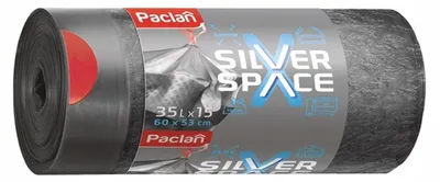 Produktbild von Paclan Silver Space Müllbeutel mit Zugband 35L, 15 Stück