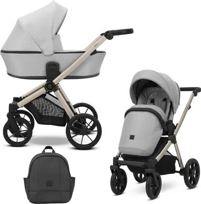 Immagine prodotto di Carrozzina Kunert BRAV 2in1 in grigio con telaio champagne e ruote in gel