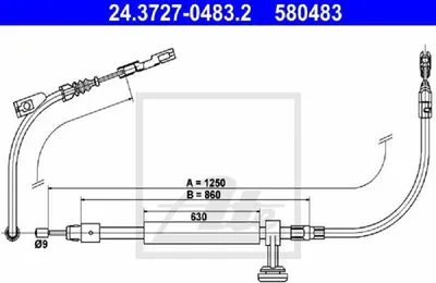 Produktbild von ATE Handbremsseil Seilzug Feststellbremse passend für MERCEDES-BENZ E-Klasse Limousine (W212) 24.3727-0483.2