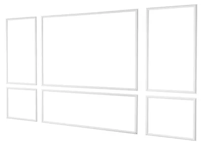 Obrázek produktu pro Sada 3 kusů nástěnných lišt, sada obkladových panelů, lehký polystyren, který lze natírat, snadno instalovatelné ozdobné lišty na stěny pro interiérové dekorace obývacího pokoje, ložnice, domova, bílé (58 x 143 + 58 x 58 cm)
