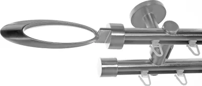 Produktbild von Innenlauf Gardinenstange Edelstahl Look 20mm Deckenbefestigung, 2-läufig Ellipse, Länge wählbar D40 E85E30