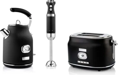Produktbild von Westinghouse Retro Wasserkocher + Toaster 2 Schlitze + Stabmixer - Schwarz