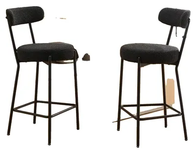 Immagine prodotto di Sgabelli da bar, set da 2, seduta imbottita, robusta struttura in metallo, 35,8 x 18,8", nero